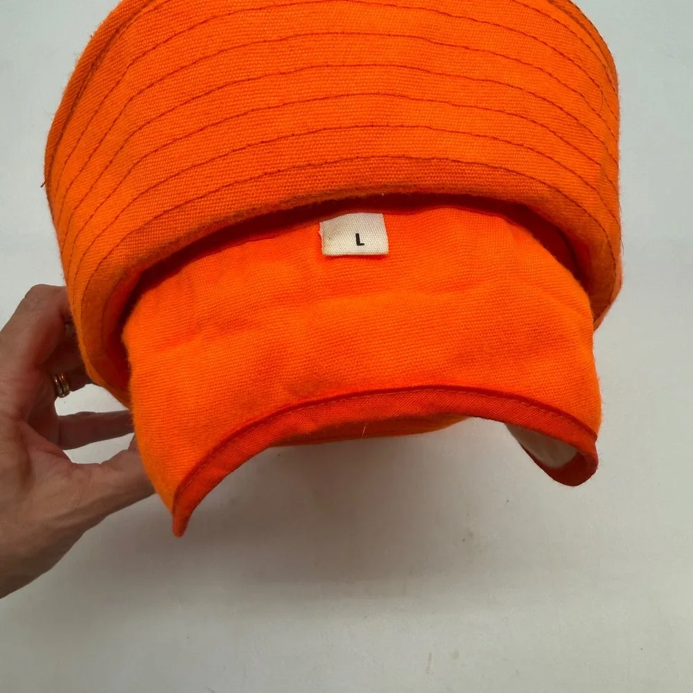 LL Bean Vintage Blaze Orange Thinsulate Hunting Jones Hat Ear Flaps Mens Large